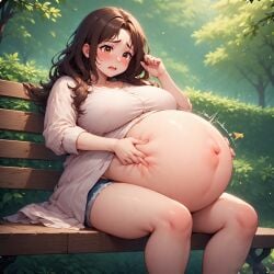 ai_generated birth labor park_bench pregnant