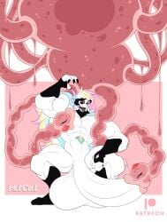 big_balls big_penis daddy gem_(species) goo_creature hotiger777 hotowl777 male male_only muscular oc pecs rainbow_hair steven_universe sucking_pecs sucking_penis sucking_tip white_skin