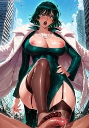 1boy 1girls ai_generated arzagod ass big_ass big_breasts big_penis breasts bubble_butt dark-skinned_male dark_skin dat_ass feet feet_on_penis female foot_fetish footjob fubuki_(one-punch_man) huge_ass interracial large_ass lingerie one-punch_man perfect_body seductive_look stockings tagme thick_ass thick_thighs veiny_penis wide_hips