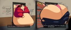 1girls ass belly belly_on_ground belly_overhang breasts brown_hair colossal_ass english_text fat female female_focus female_only hips hyper hyper_ass jacket large_ass left_4_dead left_4_dead_(series) meat_wall_(body_type) overweight overweight_female panties ponytail skalesstash stomach stuck stuck_in_door thick_thighs thighs ttext underwear valve wardrobe_malfunction wide_hips zipper zipper_pull_tab zoey_(left_4_dead)