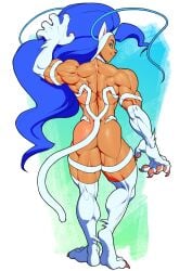 1girls ass athletic athletic_female barefoot blue_eyes blue_hair calf_muscles cat_ears cat_tail catgirl claws darkstalkers felicia_(darkstalkers) female fit fit_female looking_back monster_girl muscle_girl muscles muscular muscular_arms muscular_ass muscular_back muscular_female muscular_legs muscular_thighs naked_female nude_female pokkuti tail white_fur
