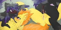 2025 4_toes anus ass black_body black_fur blaze_(disambiguation) blush caypaisley cutie_mark digital_media_(artwork) duo feather_trail feet female female/female female_feral feral fur genitals grey_body grey_fur hasbro hi_res hooves humanoid_genitalia humanoid_genitalia_on_feral humanoid_vulva humanoid_vulva_on_feral multicolored_body multicolored_ears multicolored_fur my_little_pony neck_tuft orange_body orange_fur purple_body purple_eyes purple_fur shadow tail tan_body tan_fur toes tuft two_tone_body two_tone_ears two_tone_fur two_tone_tail vulva yellow_body yellow_fur