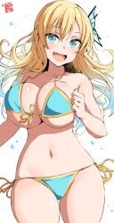 1girls 2025 belko bikini blonde_hair blue_bikini blue_eyes blush boku_wa_tomodachi_ga_sukunai bouncing_breasts breasts butterfly_hair_ornament cleavage collarbone curvy dated female female_focus groin haganai hair_ornament hi_res kashiwazaki_sena large_breasts long_hair looking_at_viewer navel oerba_yun_fang open_mouth sena_kashiwazaki side-tie_bikini_bottom simple_background smile solo stomach swimsuit thick_thighs thighs underboob white_background wide_hips