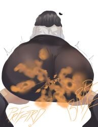 1girls big_ass black_hair blush bubble_butt facesitting fart fart_cloud fart_fetish farting farting_at_viewer fat_ass female huge_ass imminent_facesitting looking_back melonarts2_(artist) pov simple_background skirt