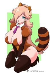 big_ass big_breasts big_butt big_thighs big_titties clothing curvaceous curvaceous_female curvaceous_figure curvy curvy_figure curvy_hips female female_focus female_only long_hair looking_at_viewer mario_(series) momocka_art princess_rosalina super_mario_bros. tanuki tanuki_ears tanuki_girl tanuki_tail thigh_highs yellow_hair