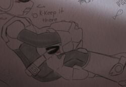 belt blowjob blush brawl_stars chinese_text english_text gloves grabbing_head incest larry_(brawl_stars) lawrie_(brawl_stars) llinlee lying lying_on_stomach on_floor paper_texture sitting sketch sucking sucking_penis twincest