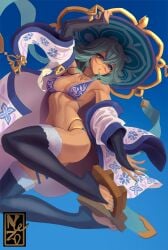 big_ass big_breasts big_breasts big_butt big_thighs big_titties bikini brown_skin comission curvaceous curvaceous_female curvaceous_figure curvy curvy_figure curvy_hips cyan_hair exnezo glasses original original_character short_hair thigh_highs