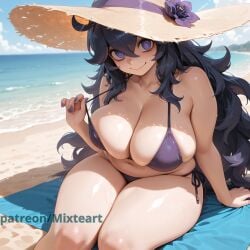 1girls ai_generated beach big_breasts breasts breasts_bigger_than_head cute cute_face female female_focus hex_maniac highres horny horny_female large_breasts larger_female mature_female mixteart patreon pleasure_face pokemon pulling_clothing pulling_own_clothes smile smiley_face thick thick_female thick_thighs thighs watermark wet wet_body wet_skin