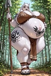 ai_generated belly big_breasts curvaceous curvy curvy_body curvy_milf jungle jungle_girl marked mature_female milf pregnant pregnant_belly pregnant_female spear tattoo tattoos thick_thighs toriel tribal tribal_markings tribal_tattoo venus_body voluptuous voluptuous_milf white_body wide_hips