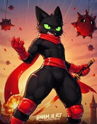 ai ai-created ai_art ai_assisted ai_generated antro antropomorph boy cartoon_character cartoon_network cat_ears cat_tail feline feline_tail fellatio male male_focus male_only mao_mao:_heroes_of_pure_heart nam_ia_rt warrior