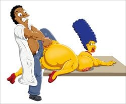anal anal_fisting anal_sex big_breasts bynshy chubby_female dildo_in_ass fat_ass julius_hibbert marge_simpson on_table the_simpsons