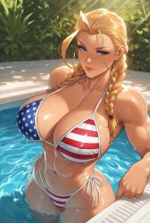 1female 1girls abs ai_generated american_flag_bikini athletic athletic_female big_breasts bikini blonde_hair blue_eyes breasts cammy_white female female_focus fit fit_female large_breasts looking_at_viewer muscles muscular muscular_abs muscular_female pool poolside scar scarred scarred_face solo solo_female street_fighter street_fighter_6 sunny tagme toned toned_body toned_female underboob wet wet_body