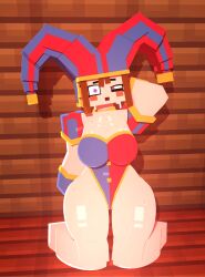 1girls 2025 3d 3d_(artwork) 3d_model big_breasts blush breasts brown_hair coresvoid curvy curvy_body curvy_female curvy_figure curvy_hips curvy_thighs digital_media_(artwork) female female_only glitch_productions gloves gooseworx hi_res jester jester_cap jester_costume jester_girl jester_hat jester_outfit looking_at_viewer mine-imator minecraft nipples open_mouth pink_nipples pomni pomni_(the_amazing_digital_circus) shadow short_hair smooth_skin solo suit sweat sweatdrop sweating sweaty the_amazing_digital_circus thick_thighs thigh_highs thighs white_body white_skin wide_hips wooden_wall