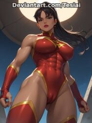 abs ai_generated ass big_ass big_breasts breasts crime_syndicate dc dc_comics female justice_league:_crisis_on_two_earths mary_batson muscular muscular_female superwoman superwoman_(mary_batson) tesiai thick_thighs thunder_thighs wide_hips