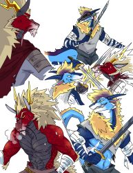 anthro bara battle comic dragon fight hair hi_res katana male male/male mane mane_hair melee_weapon muscular mythological_creature mythological_scalie mythology neck_tuft pawpads scalie shogun stardrips storm_dragon stripes sword swordplay teryx teryx_commodore tuft weapon yaoi