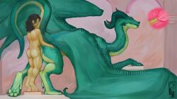 16:9 ass big_ass big_butt black_claws black_markings blep cassula_ovrata claws diorionarh dragon duo facial_horn female female_feral female_on_human female_penetrated feral feral_penetrated finger_claws green_body green_eyes green_horn green_nose_horn green_scales hi_res horn human human_on_feral human_penetrating human_penetrating_female human_penetrating_feral internal internal_vaginal interspecies larger_female larger_feral larger_penetrated long_neck male male/female male_human male_on_feral male_penetrating male_penetrating_female male_penetrating_feral mammal markings membrane_(anatomy) membranous_wings mythological_creature mythological_scalie mythology nose_horn penetration pink_tongue pussy raised_tail scales scalie sex size_difference smaller_human smaller_male tail thick_tail toe_claws tongue tongue_out vaginal_penetration widescreen wings zoophilia