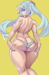 back_view big_ass big_breasts big_butt big_thighs big_titties curvaceous curvaceous_female curvaceous_figure curvy curvy_figure curvy_hips cyan_hair exnezo female female_focus female_only long_hair looking_at_viewer original original_character underwear