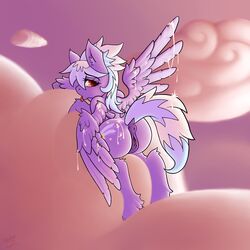 2014 anus ass cloud cloud_chaser_(mlp) cum cum_on_ass cum_on_wings cutie_mark equine female feral friendship_is_magic hair high_resolution horse huebris mammal my_little_pony outside pegasus pony pussy skuttz solo tongue two_tone_hair wings