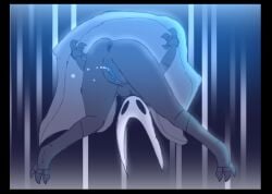 anus arachnid arthropod bodily_fluids cape claws clitoral_hood clitoris clothing feet female genital_fluids genitals hollow_knight hornet_(hollow_knight) humanoid mask nude pussy solo spider team_cherry toxis upside-down vaginal_fluids vulva
