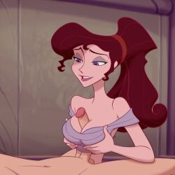 accurate_art_style ai_generated clothed disney hercules_(disney) megara paizuri paizuri_lead_by_female penis_between_breasts titjob walt_disney_animation_studios