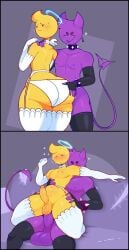 2boys anal anal_sex angel angel_emoji ass corruption devil devil_emoji dozighost emoji emoji_(race) femboy forced gay groping_ass huge_ass male male/male male_only moaning pecs stomach_bulge thick_thighs thighhighs white_lingerie yaoi