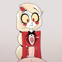 accurate_art_style ai_generated amazon_prime blonde_hair breasts charlie_morningstar_(hazbin_hotel) civitai clothed demon demon_girl female hazbin_hotel human male male/female outercourse paizumaster69 paizuri penis penis_between_breasts red_suit titjob vivienne_medrano youtube