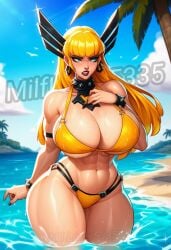 1girls abs ai_generated athletic_female beach big_breasts bikini blonde_hair blue_eyes bracelets choker cleavage collar curvaceous curvy_female earrings female female_only goth_girl hourglass_figure large_breasts light-skinned_female light_skin long_hair magik_(illyana_rasputin) magik_(marvel_rivals) marvel marvel_comics marvel_rivals milflover5335 muscular_arms muscular_female nail_polish outdoors standing swimsuit thick thick_thighs voluptuous voluptuous_female water watermark wide_hips