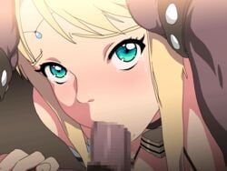 1boy 1girls animated aqua_eyes blonde_hair censored fellatio female game_cg hand_on_head head_grab kabe_ni_hamatte_ugokenai! kabe_ni_hamatte_ugokenai!_2 male male_pubic_hair monster nighthawk_(circle) oral penis pov pubic_hair rape solo_focus tears through_wall