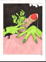 1girls ben1804 black_hair blowjob color drawn fellatio female female_focus green-skinned_female green_eyes green_skin hulk_(series) licking_penis light-skinned_male marvel marvel_comics oral penis pov precum precum_drip pubic_hair sex she-hulk straight veiny_penis