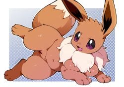 2025 3_toes anthro breasts brown_body brown_fur brown_tail censored censored_genitalia censored_vulva claws digital_media_(artwork) eevee feet female fur generation_1_pokemon lolobot looking_at_viewer navel nintendo nude nude_anthro nude_female pokemon pokemon_(species) simple_background smile solo tail toe_claws toes vulva