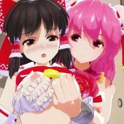 2girls animated ascot blush bow breast_sucking brown_hair bun_cover female female_focus female_only femdom grabbing grabbing_breasts grabbing_nipples hair_bun hair_tubes hakurei_reimu huge_breasts ibaraki_kasen kasen_ibaraki moan mofumoko5 mp4 no_sound open_mouth orgasm orgasm_face pink_eyes pink_hair red_bow reimu_hakurei ribbon-trimmed_sleeves short_hair sound_request tagme touhou video yuri yuri