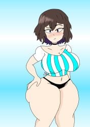 big_ass big_breasts brown_hair catrina_(oc) oc original_character short_hair taaw23_(artist) thick_thighs