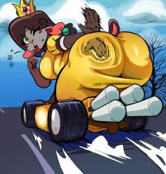 anthro anthro_male anthro_only black_sheep black_wool breasts caprine cosplay femboy furry furry_male furry_only isolatedartest male male_breasts male_focus male_only mario_(series) mario_kart nintendo princess_daisy princess_daisy_(cosplay) sheep solo solo_male tom_(isolatedartest) wool_(fur)
