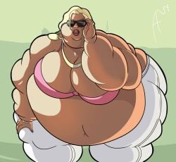 aaronfly98 bbw belly belly_button belly_folds belly_overhang bent_forward bent_over blob blonde_female blonde_hair bracelet cleavage double_chin earring earrings edit edited edited_art edited_official_artwork edited_screencap fat fat_arms fat_ass fat_female fat_fetish fat_girl fat_hands fat_legs fat_rolls fat_woman glasses glasses_on_face grand_theft_auto grand_theft_auto:_san_andreas holding_glasses holding_sunglasses loading_screen morbidly_obese morbidly_obese_female necklace obese obese_female ring ring_(jewelry) ring_on_finger rochell’le simple_background sunglasses tanned tanned_female tanned_girl tanned_skin white_pants