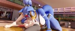 69_position anthro anthro_on_anthro anthro_penetrated anthro_penetrating anthro_penetrating_anthro balls big_breasts bikini blackspoiler blender_cycles blowjob deep_blowjob dogzeela_(modeler) dominant_female erection huge_breasts krystal_(star_fox) nintendo star_fox tagme toofy_(character) video