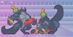 animal_genitalia animated anthro arm_tuft attack balls bara big_balls big_penis bodily_fluids canid canine canis chest_tuft clothing cum digital_media_(artwork) ejaculation erection feet flaccid genital_fluids genitals hair hairy huge_cock humanoid_genitalia jewelry knot league_of_legends legwear loop male male_only mammal mature_male moobs morinetsu muscular muscular_anthro muscular_male necklace nipples penis piercing pixel_(artwork) plant riot_games short_playtime slightly_chubby smile smirk solo tencent thigh_highs tuft warwick weapon wolf yaoi