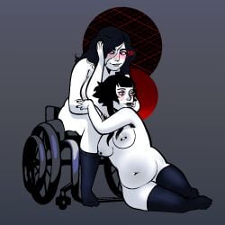 armpit_hair artist_self-insert black_hair brainwashing circuit_markings circuitry corruption female femdom femsub hypnosis pierced_nipples piercings soldierexclipse tagme tech_control wheelchair