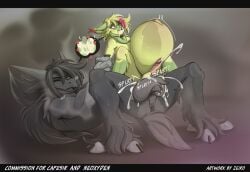 alternate_version_at_source anal anal_sex anthro arm_grab avian ball_tuft balls_deep bodily_fluids bulge claws color_coded color_coded_speech_bubble cowgirl_position cum cum_from_nose cum_in_ass cum_in_nose cum_inside cum_splatter cum_through detailed_bulge dipstick_ears duo ear_markings ear_piercing ear_tuft ejaculation english_text finger_claws from_behind_position from_front_position generation_9_pokemon genital_fluids genital_outline genitals green_body gryphon hands-free heart_symbol highlights_(coloring) humanoid_genitalia humanoid_penis impregnation inflation inflation leg_markings looking_aside looking_at_another looking_at_partner lying male male/male markings multicolored_ears mythological_avian mythological_creature mythology narrowed_eyebrows navel nintendo nude on_back on_bottom on_top one_eye_closed open_mouth outie_navel penetration penile penile_penetration penis penis_in_ass penis_outline piercing pink_eyes pink_highlights pokemon pokemon_(species) sex shared_speech_bubble size_difference socks_(marking) speech_bubble spread_legs spreading sprigatito tess_(neoxyden) text toe_claws tuft zeiro zerva_von_zadok_(capesir)