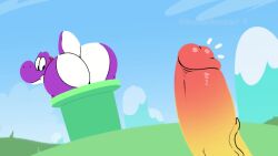 artist_name artist_signature boner bubble_ass bubble_butt dinosaur erection kamek komdog koopa nintendo penis pipe purple_yoshi sound sound_effects stuck stuck_in_object stuck_in_pipe super_mario_bros. tagme text video yoshi