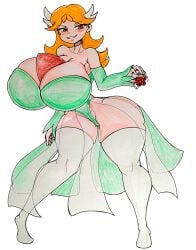 1girls 2025 2025s absurdres alternate_breast_size belly belly_button big_breasts bikini blonde_hair blue_eyes breasts breasts_bigger_than_head brown_hair clothed clothes clothing cosplay female female_focus female_only fur_choker fur_colla gaixas1 gaixas1draw gardevoir_(cosplay) gen_4_pokemon grin highres human human_only humanoid large_breasts legs looking_at_viewer mario_(series) micro_bikini midriff navel nintendo pokemon_(cosplay) princess princess_daisy seductive seductive_eyes seductive_look short_hair simple_background smile solo solo_female super_mario_land swimsuit thighs toned traditional_media voluptuous white_background yellow