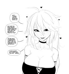 cleavage collar huge_breasts large_breasts long_hair monochrome tagme truelordpotato