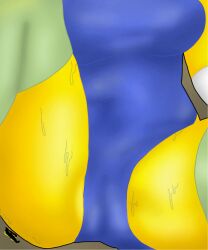 1girls big_breasts blue_bodysuit body_focus breasts chez-arts female green_stockings noob open_legs pussy pussy_close-up roblox roblox_avatar robloxian source_request sweating tagme tight_fit yellow_body