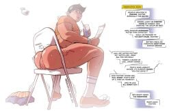 ass ass_expansion ass_focus brown_hair dan_draws_boys gay glasses himbo intelligence_loss male male_only muscle_growth muscular puffy_anus solo text text_box