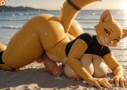 abra ai_generated ass ass_up beach breast_press breasts breasts_out curvy curvy_figure curvy_hips erect_nipples erect_penis erection futanari hanging_penis huge_breasts huge_cock intersex laying_down laying_on_stomach leaning_forward looking_at_viewer nsfwgens penis pokemon thick_ass thick_thighs top_pulled_up veiny_penis voluptuous voluptuous_futa yellow_eyes