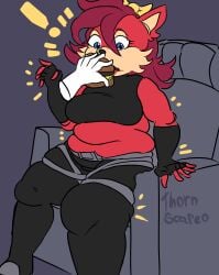 belly_stuffing burger chair chubby chubby_female dominant_feeder feedee feeder feederism fiona_fox force-feeding force_fed force_feed force_feeding hamburger helpless helpless_feedee helpless_female patreon pov_hand sega sonic_(series) sonic_the_hedgehog_(series) stuffing thornscapeo weight_gain wg