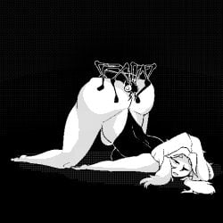 animated animated big_ass big_butt big_penis big_thighs blonde_hair creature female game game_cg jiggle jiggling jiggling_ass juicy_butt monochrome monster num3rical paralyzed pixel_(artwork) pixel_animation pixel_art small_but_hung sunken_veil thick thick_ass thick_butt thick_hips thick_legs thick_thighs