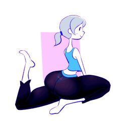 1girls bubble_butt dogmintz female female_only gray_hair nintendo panties ponytail solo tank_top wii_fit wii_fit_trainer yoga