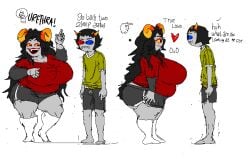 aradia_megido booty_shorts breasts_bigger_than_head funny homestuck homestuck_troll lightbulb ms_paint_adventures sollux_captor white_background