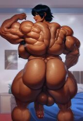 ai_generated ambush_(trap) anus backsack bara biceps big_balls big_biceps big_butt big_calves black_hair bubble_ass bubble_butt calves extreme_muscles flexing_bicep gay hairy_ass huge_ass huge_balls hyper_muscles lats_(muscle) muscular muscular_ass muscular_legs muscular_male pecs pectorals smile thick_thighs veiny_muscles veiny_penis yaoi