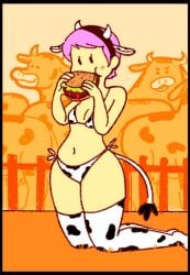 bovine burger carol_(dogmintz) cow_bikini dogmintz eating farm female